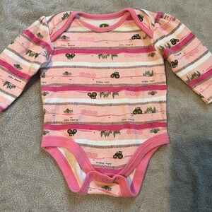 Baby girl John Deere long sleeve pink printed onesie size 6 months